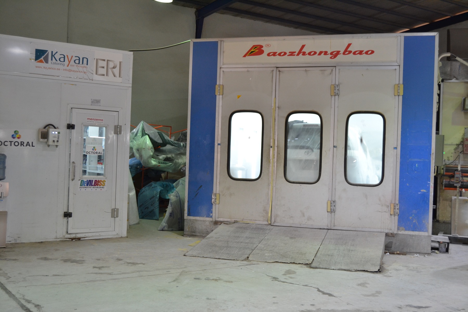 Paint booth used for automotive refinishing work